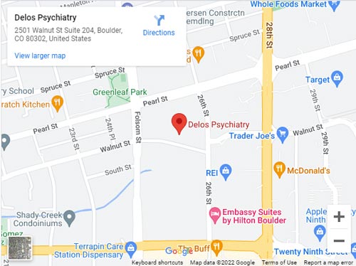 Get Directions to Delos Psychiatry in Boulder, CO